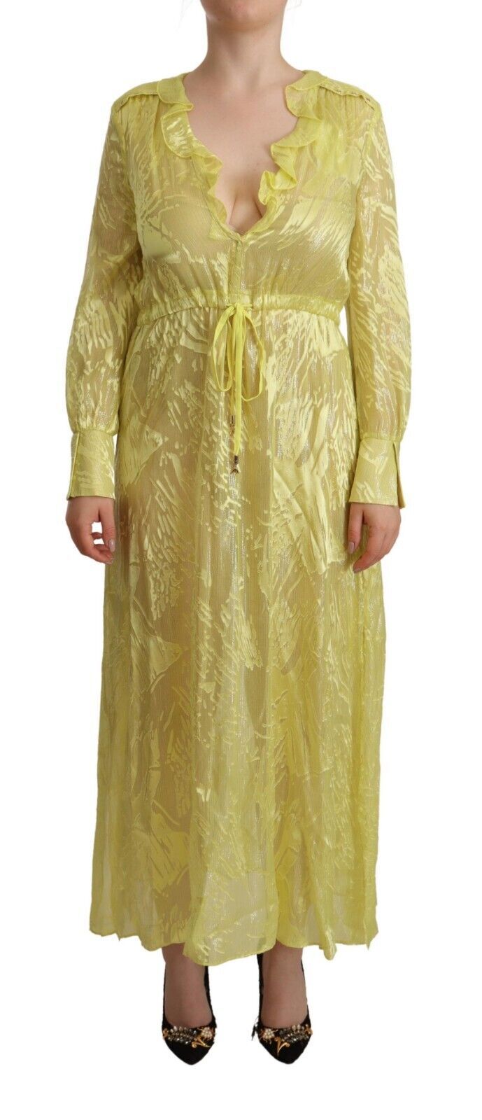 Patrizia Pepe Sunshine silk blend maxi dress - long sleeves and deep neckline