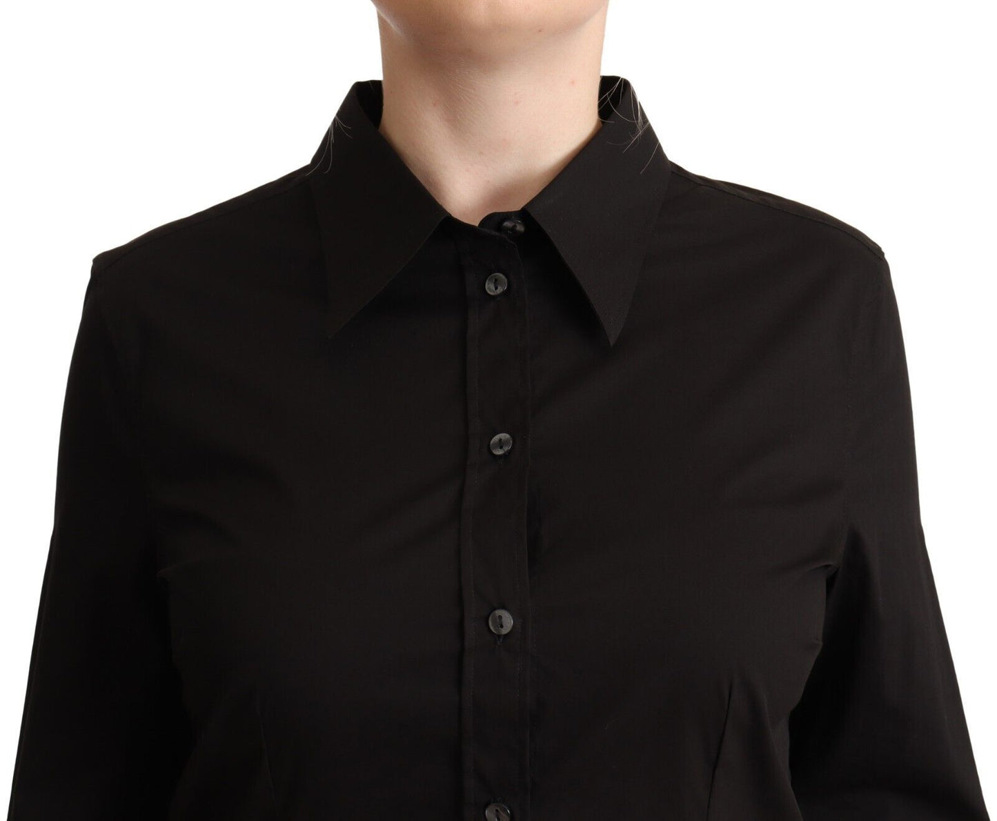 Dolce &amp; Gabbana Elegant black cotton blend collar top