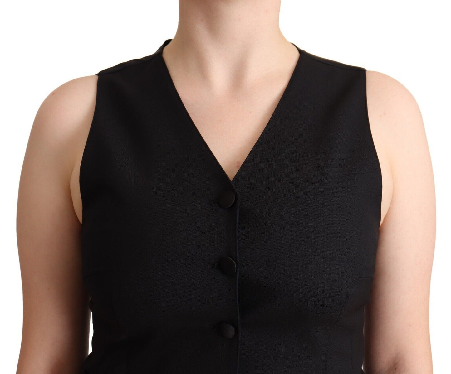 Dolce &amp; Gabbana Elegant black vest top with button placket