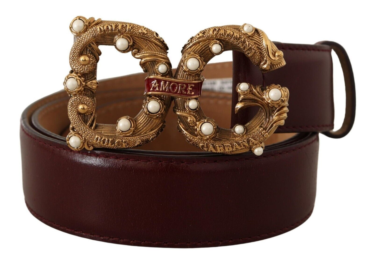 Dolce &amp; Gabbana Elegant Amore belt in burgundy leather