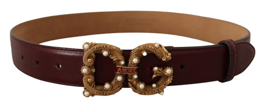 Dolce &amp; Gabbana Elegant Amore belt in burgundy leather