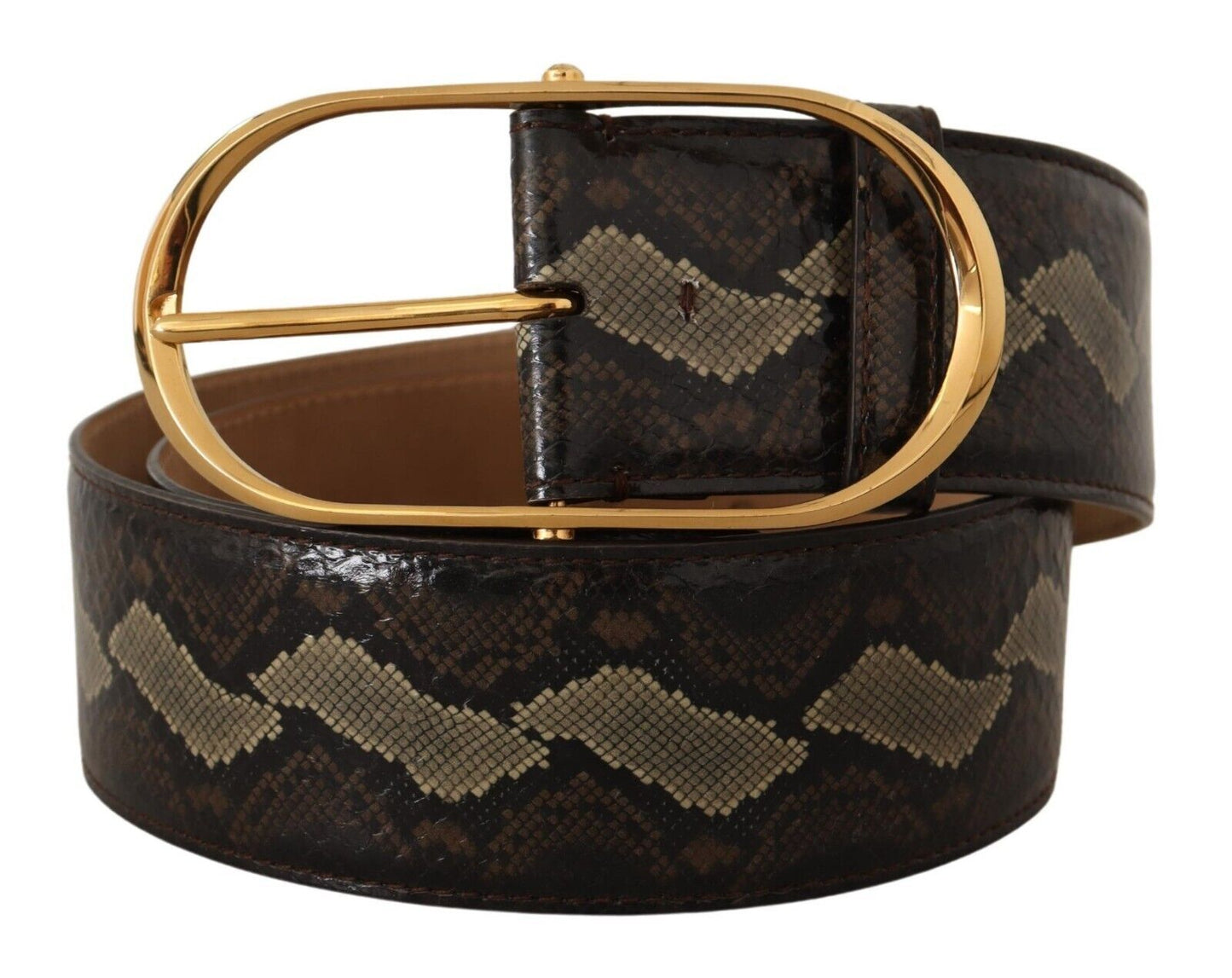 Dolce &amp; Gabbana Elegant snakeskin belt with oval gold buckle