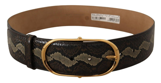 Dolce &amp; Gabbana Elegant snakeskin belt with oval gold buckle