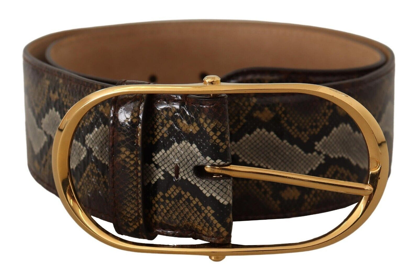 Dolce &amp; Gabbana Elegant leather belt with oval buckle in gold