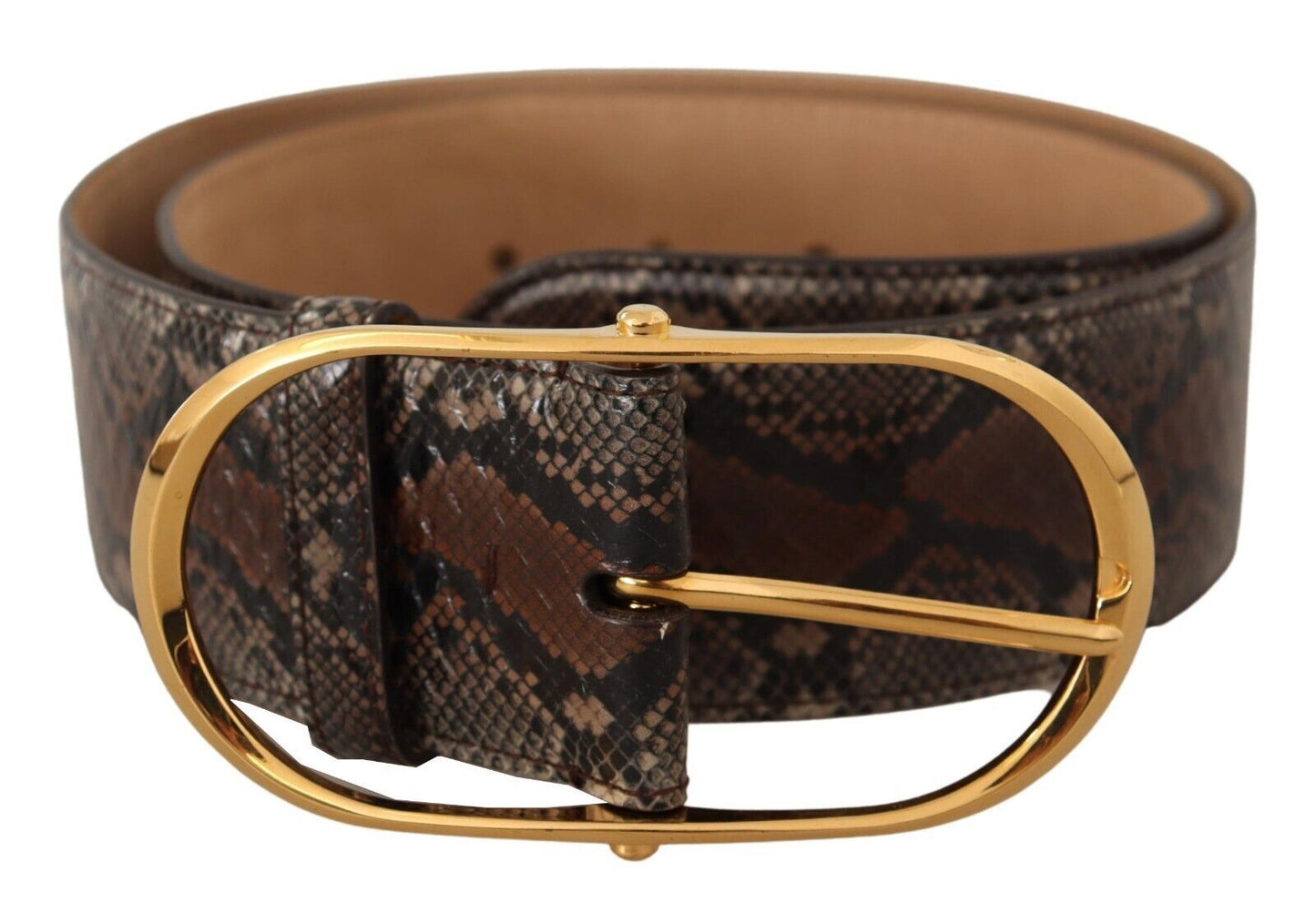 Dolce &amp; Gabbana Elegant brown leather belt with gold buckle