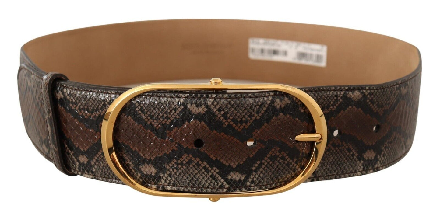 Dolce &amp; Gabbana Elegant brown leather belt with gold buckle