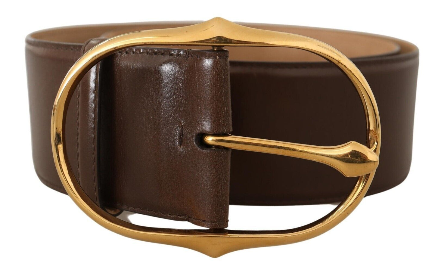 Dolce &amp; Gabbana Elegant brown leather belt with gold buckle