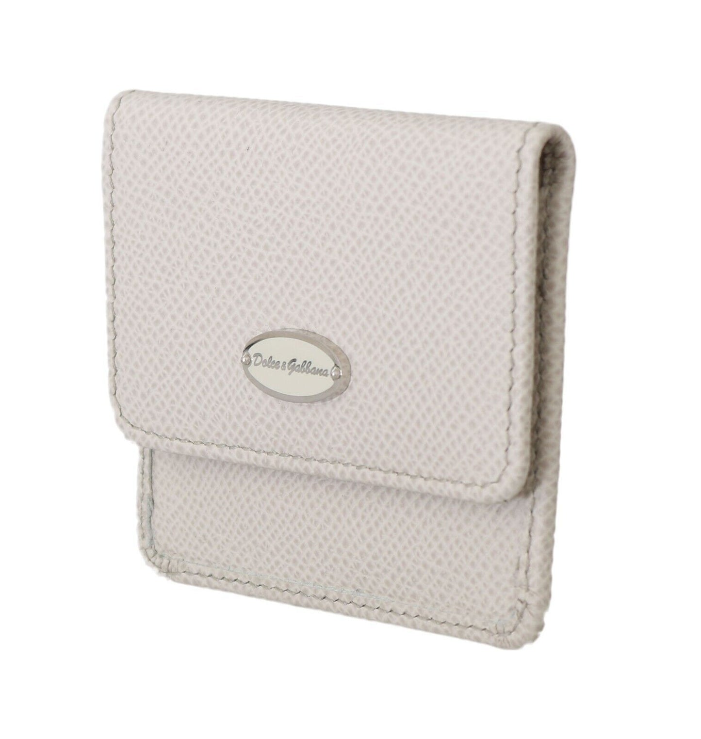 Dolce &amp; Gabbana Chic White Leather Condom Case Wallet