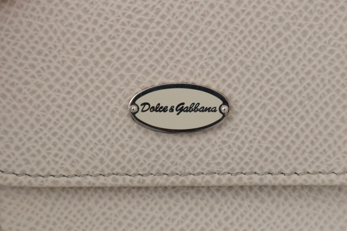 Dolce &amp; Gabbana Chic White Leather Condom Case Wallet