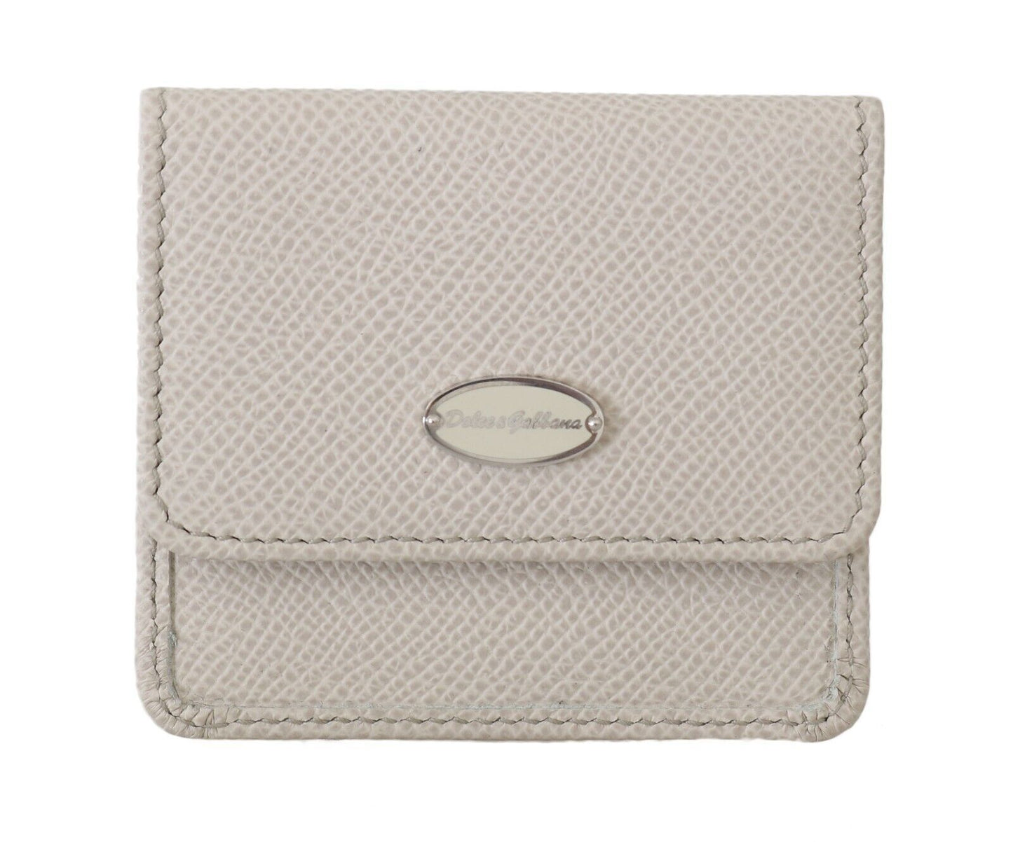 Dolce &amp; Gabbana Chic White Leather Condom Case Wallet