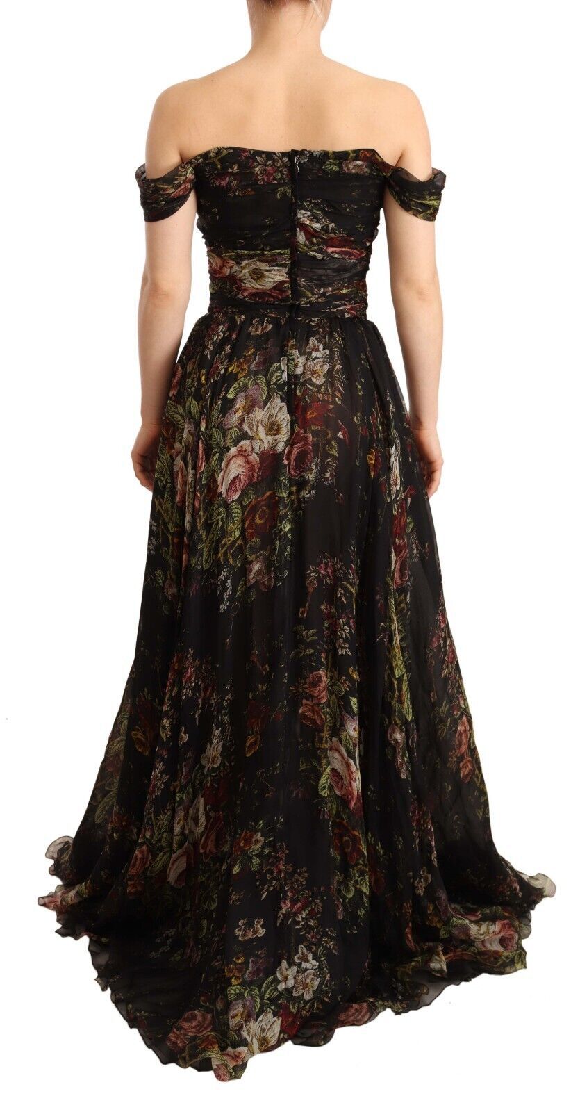 Dolce & Gabbana Florales schulterfreies langes Seidenkleid