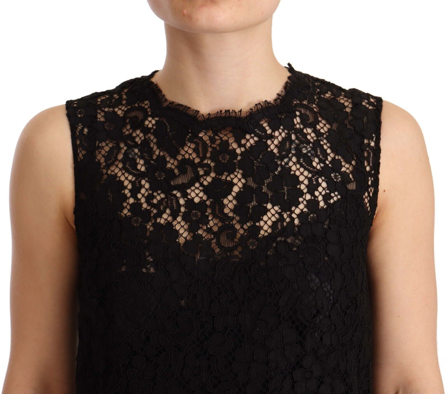 Dolce &amp; Gabbana Elegant sheath dress made of floral lace in black