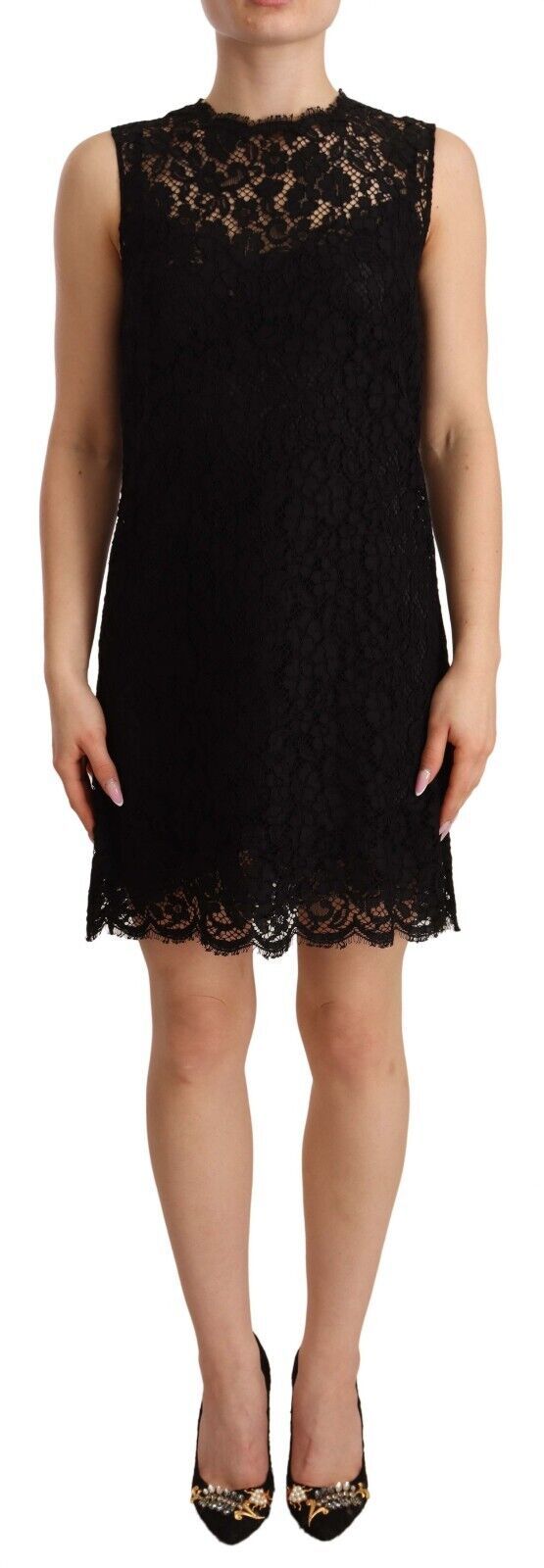 Dolce &amp; Gabbana Elegant sheath dress made of floral lace in black