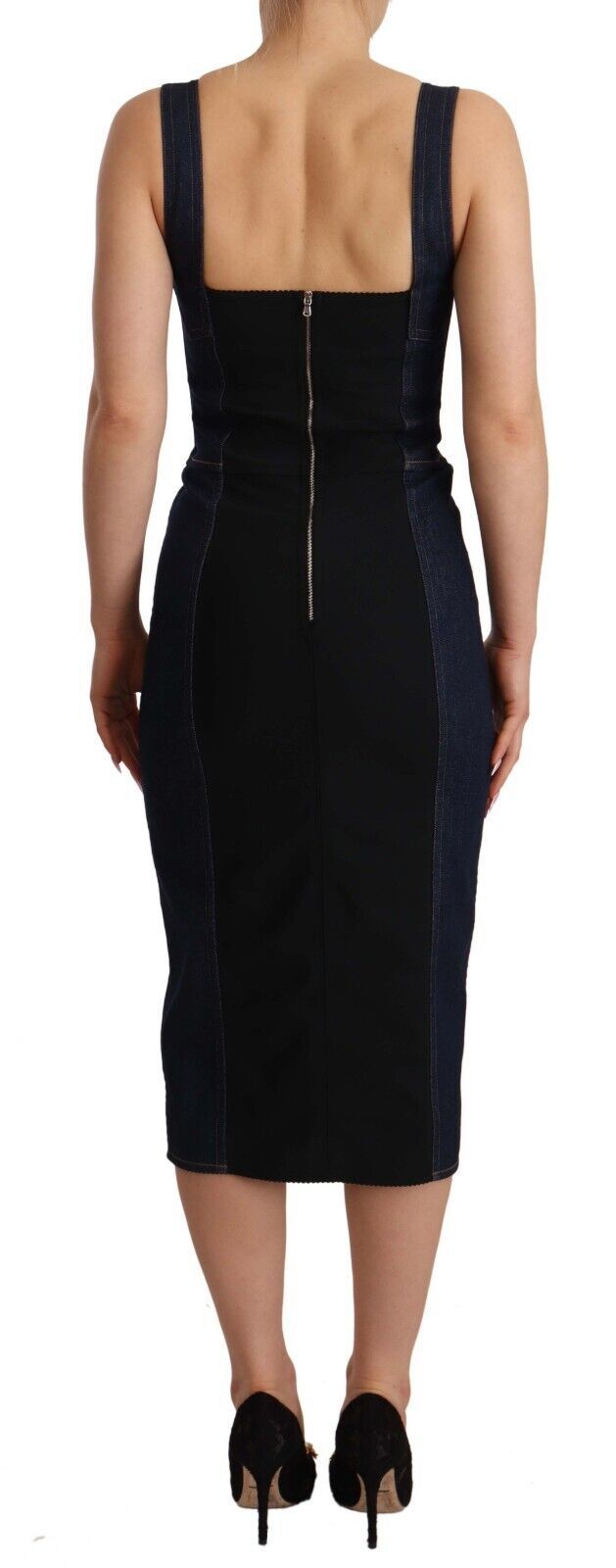 Dolce &amp; Gabbana Elegant dark blue denim midi dress