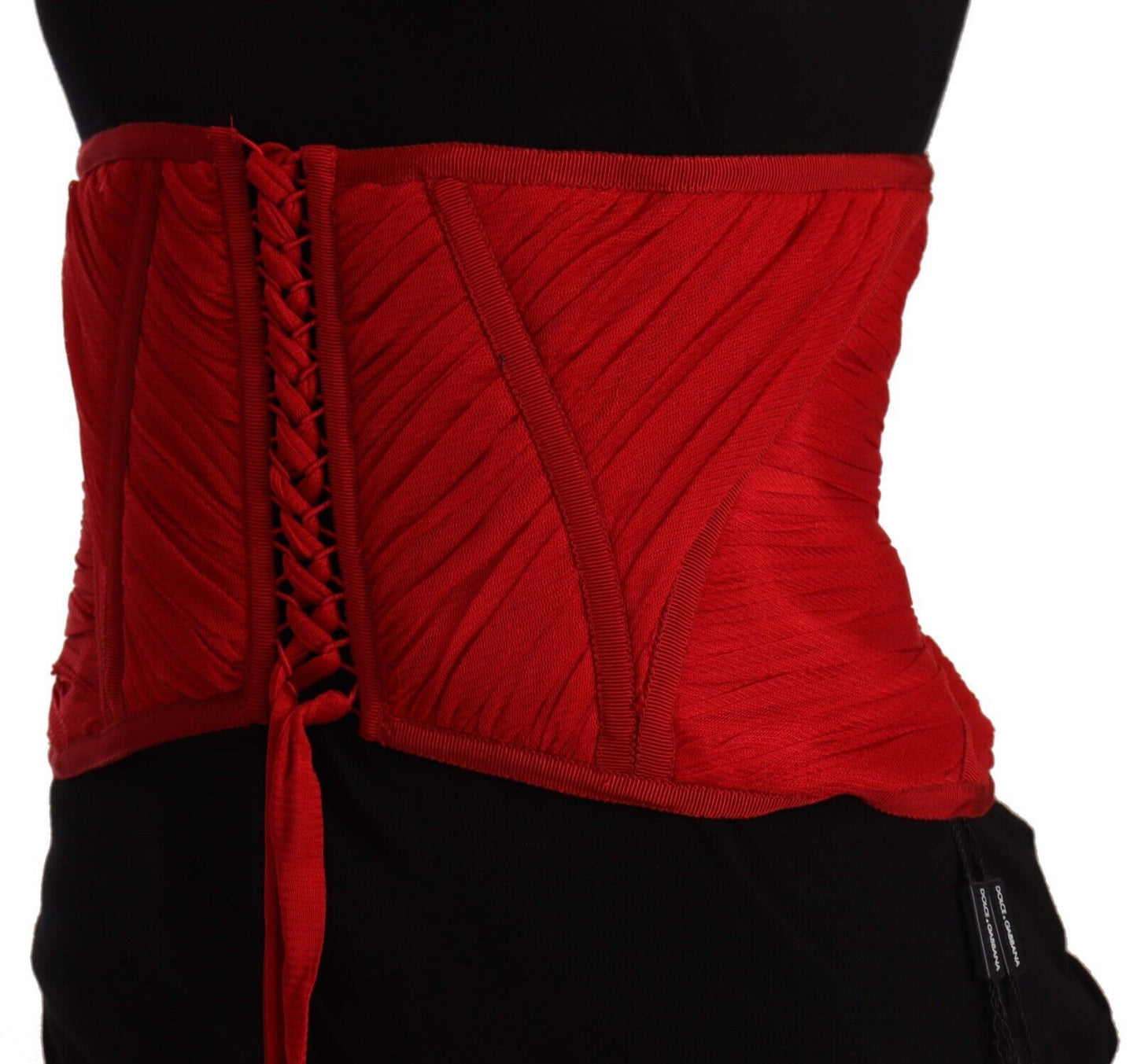 Dolce &amp; Gabbana Elegant Red Silk Corset Belt Top