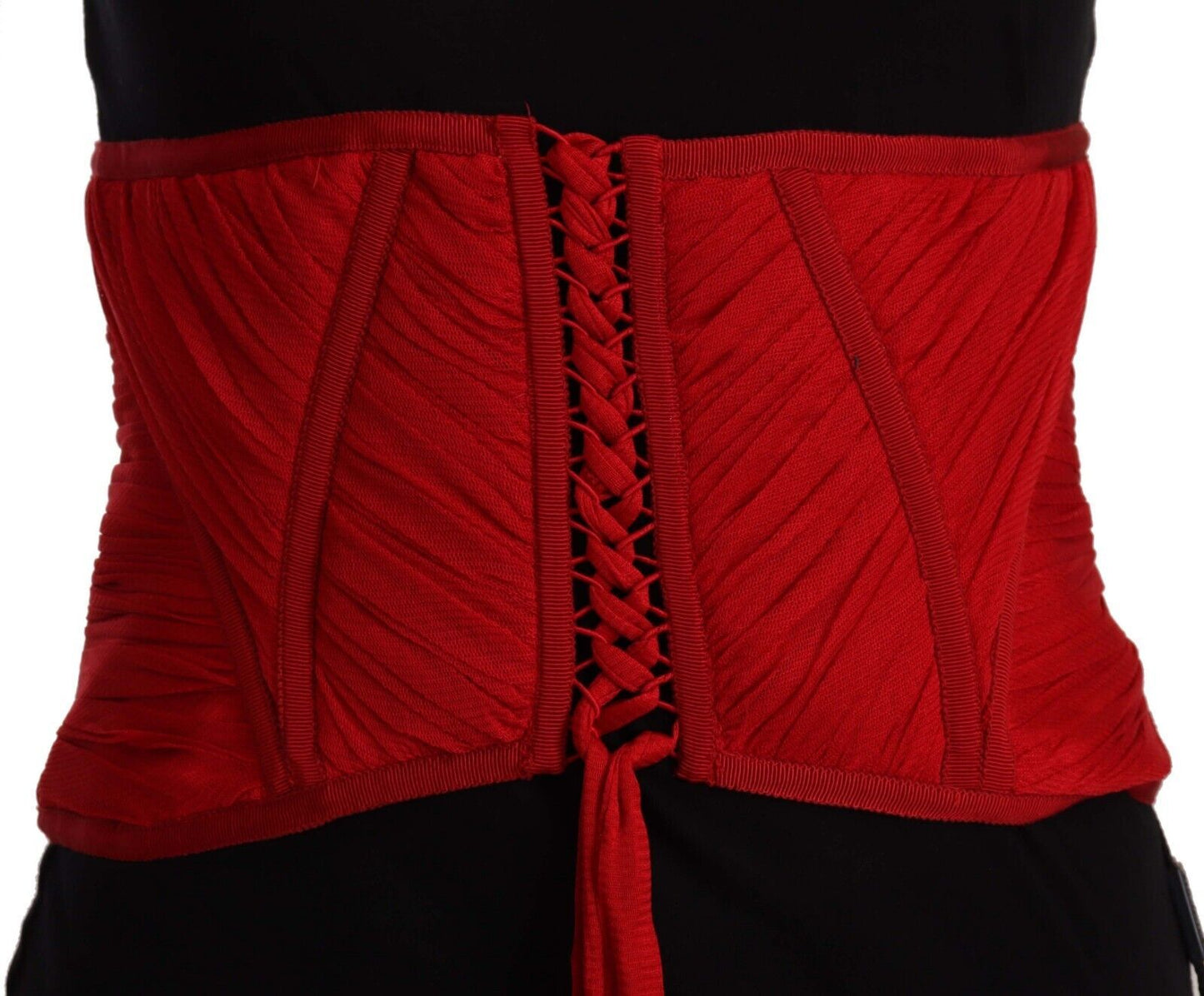 Dolce &amp; Gabbana Elegant Red Silk Corset Belt Top