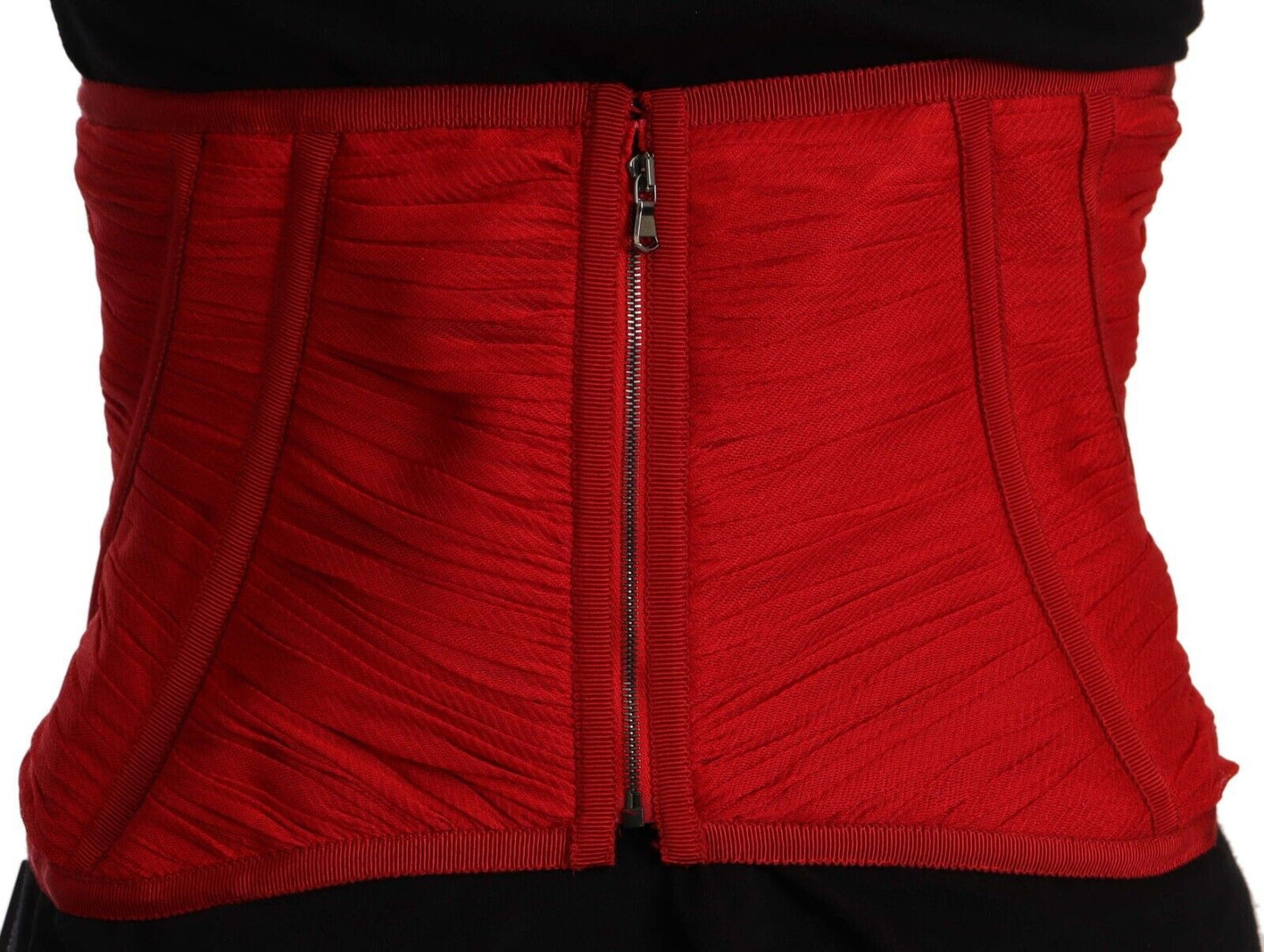 Dolce &amp; Gabbana Elegant Red Silk Corset Belt Top