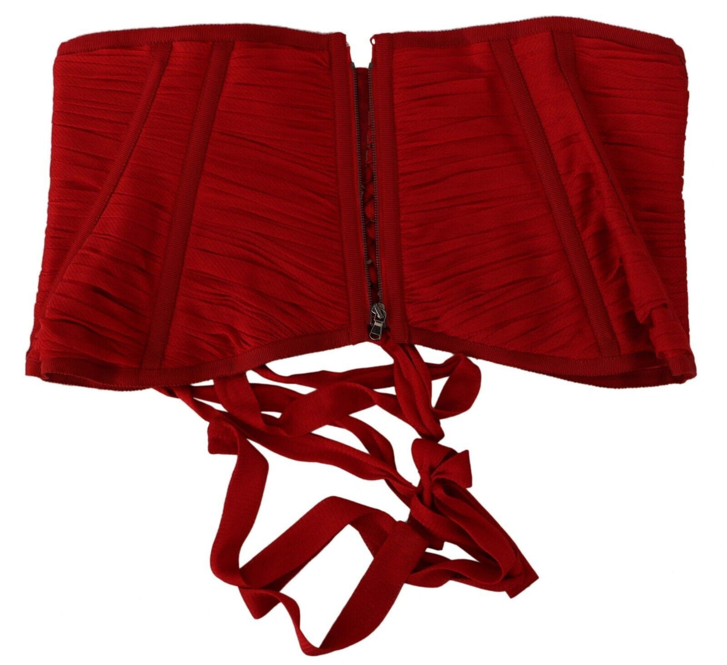 Dolce &amp; Gabbana Elegant Red Silk Corset Belt Top