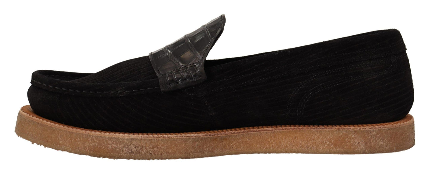 Dolce &amp; Gabbana Elegant black alligator leather loafers