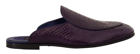 Dolce &amp; Gabbana Purple Exotic Python Leather Mules