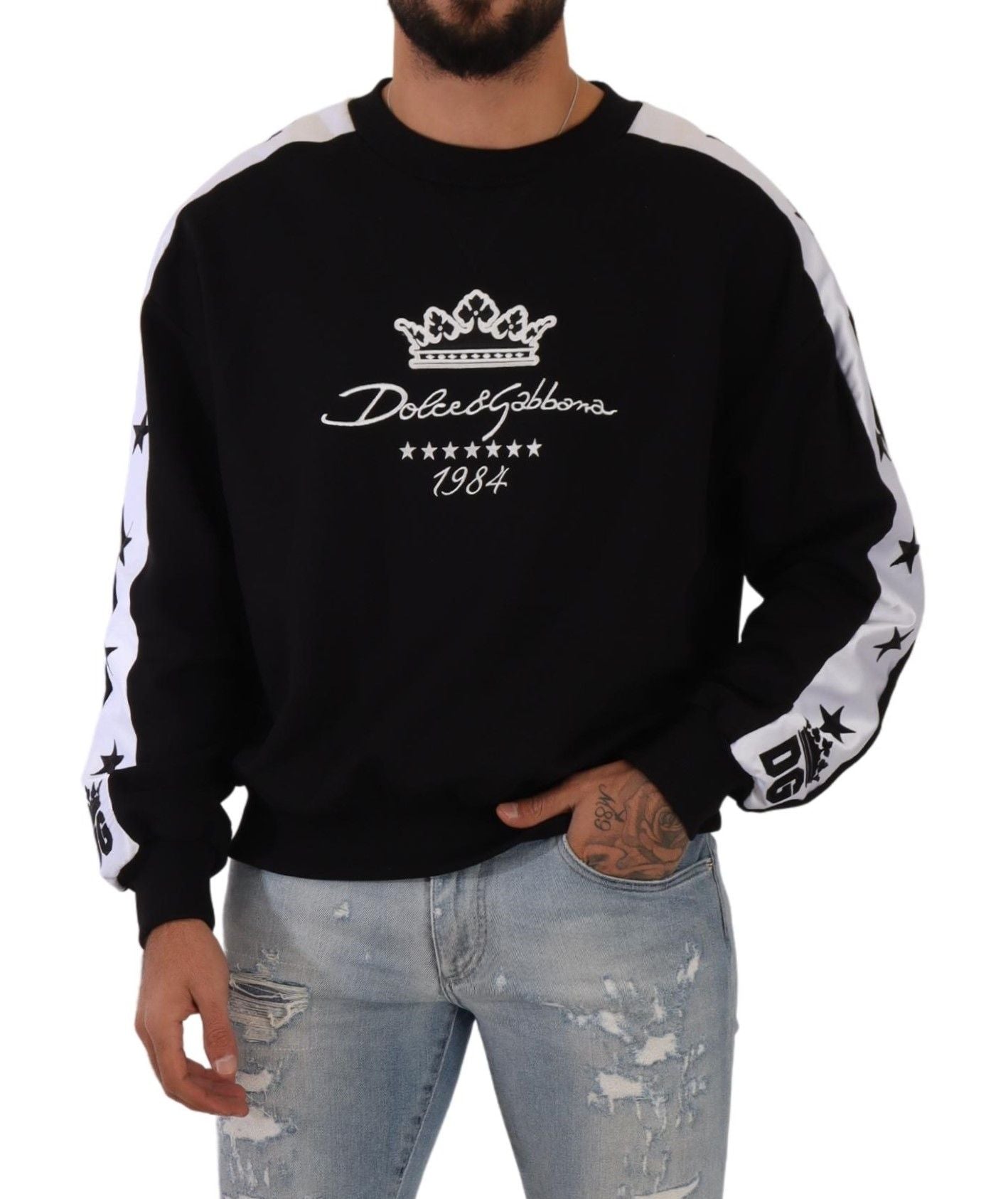 Dolce &amp; Gabbana Elegant Crown 1984 Crew Neck Sweater