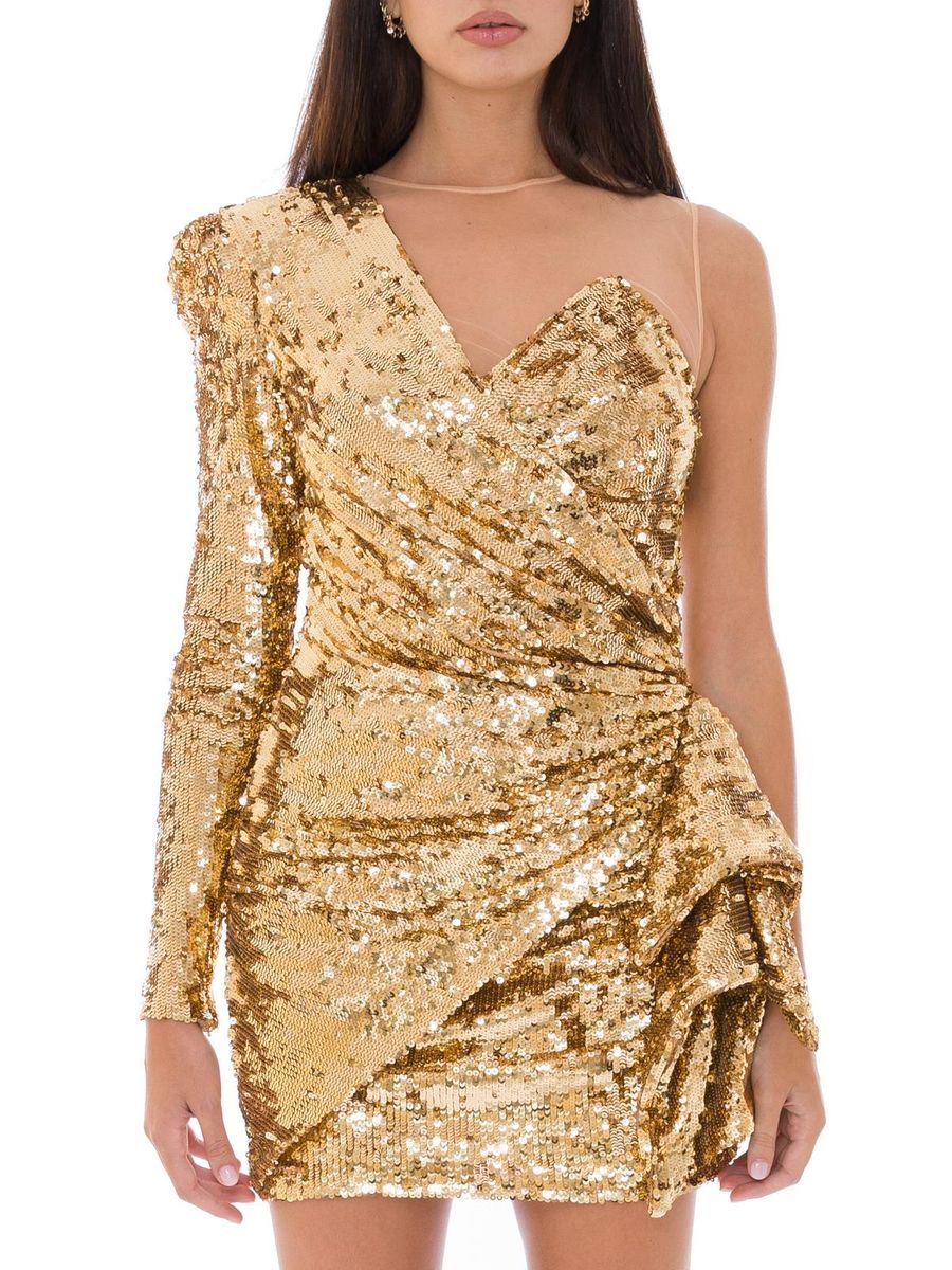 Elisabetta Franchi Glittering evening dress made of golden sequins