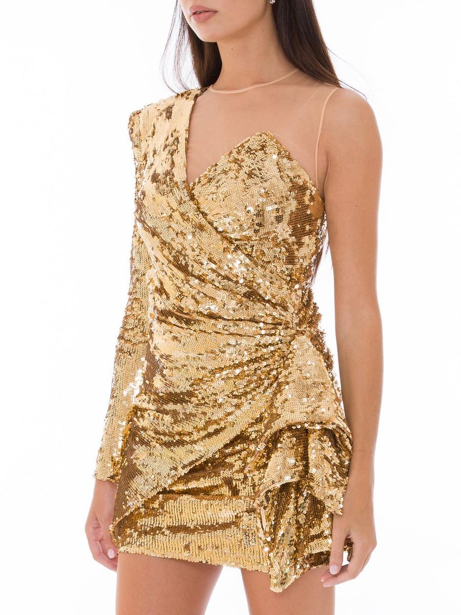 Elisabetta Franchi Glittering evening dress made of golden sequins