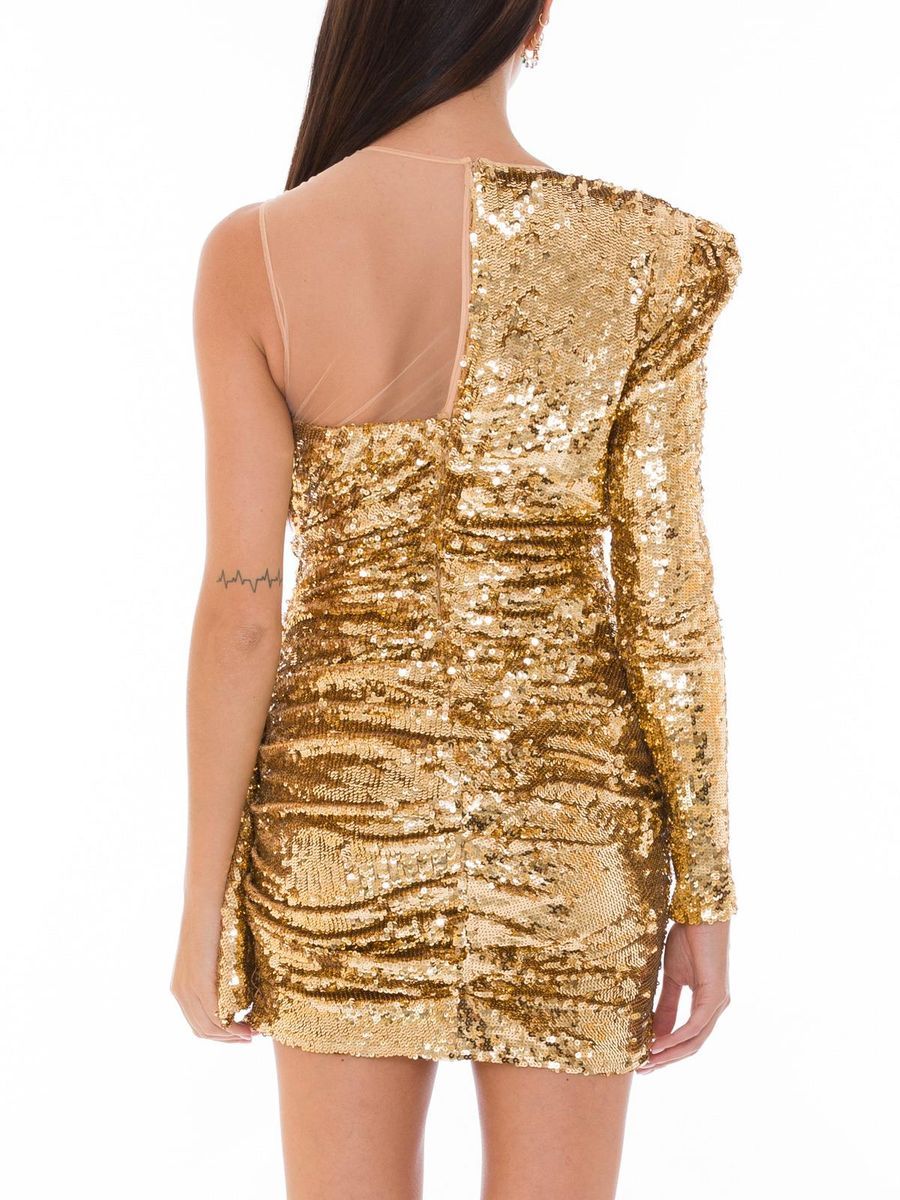 Elisabetta Franchi Glittering evening dress made of golden sequins