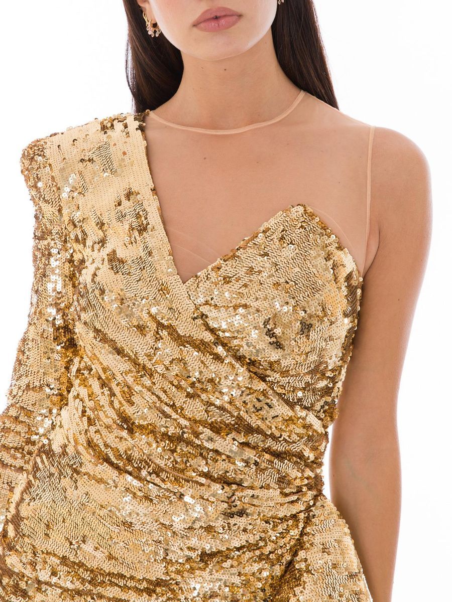 Elisabetta Franchi Glittering evening dress made of golden sequins