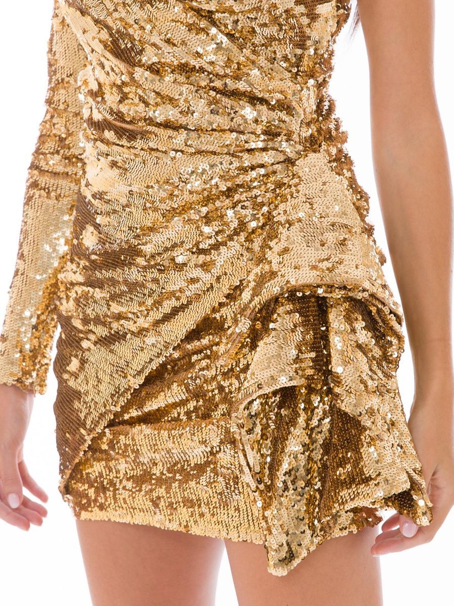 Elisabetta Franchi Glittering evening dress made of golden sequins