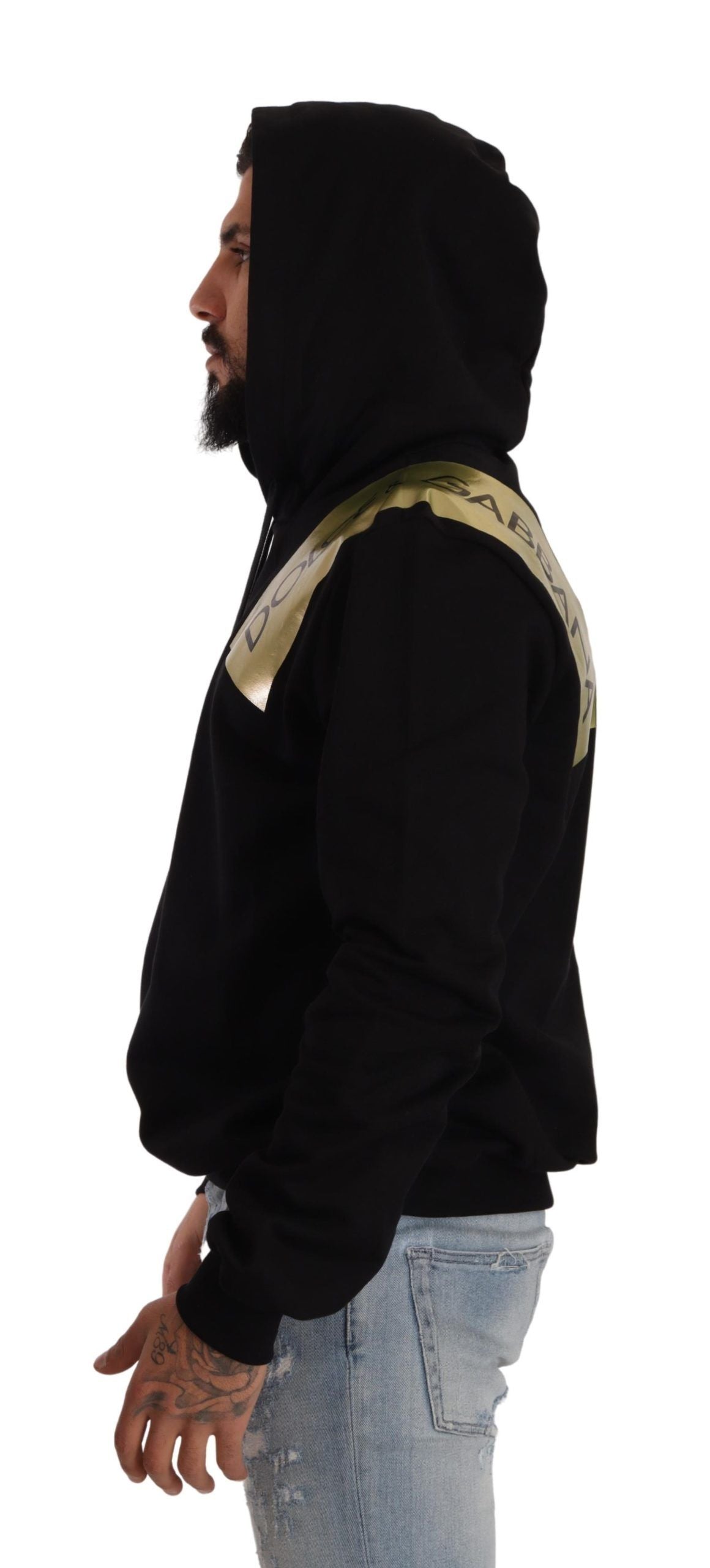 Dolce &amp; Gabbana Elevate your style with a black sweater with gold logo