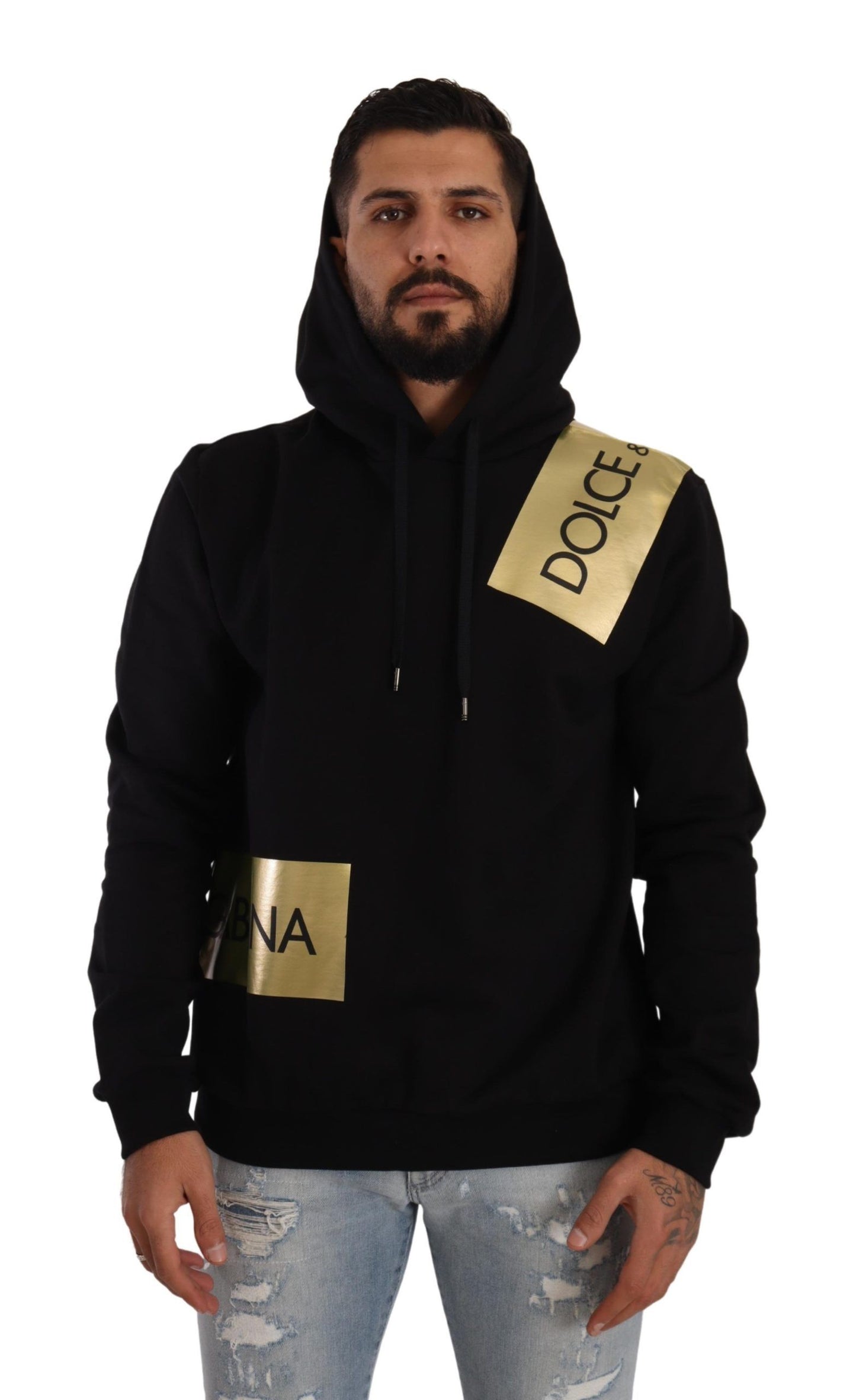 Dolce &amp; Gabbana Elevate your style with a black sweater with gold logo