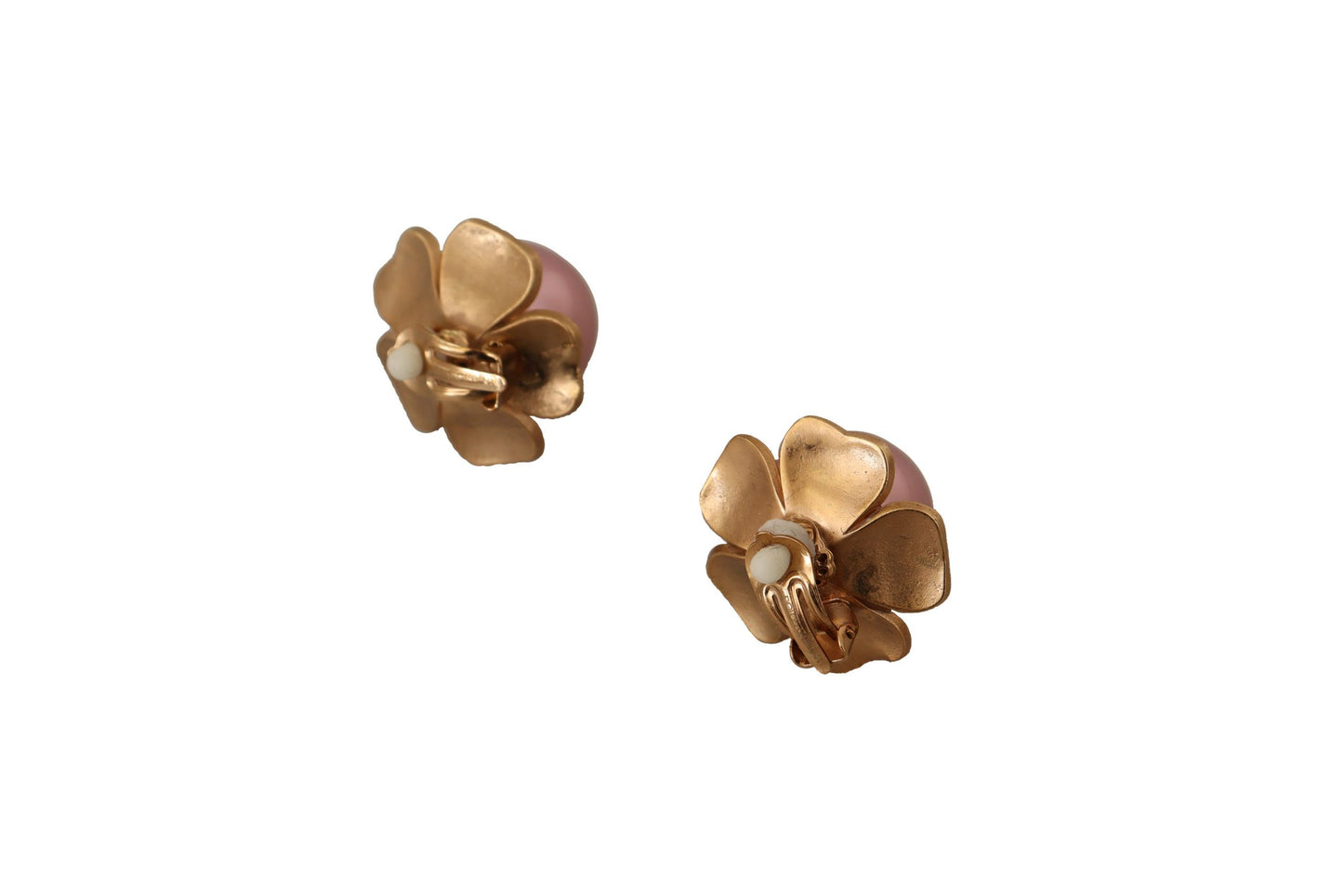 Dolce &amp; Gabbana Elegant Floral Crystal Pearl Clip Earrings