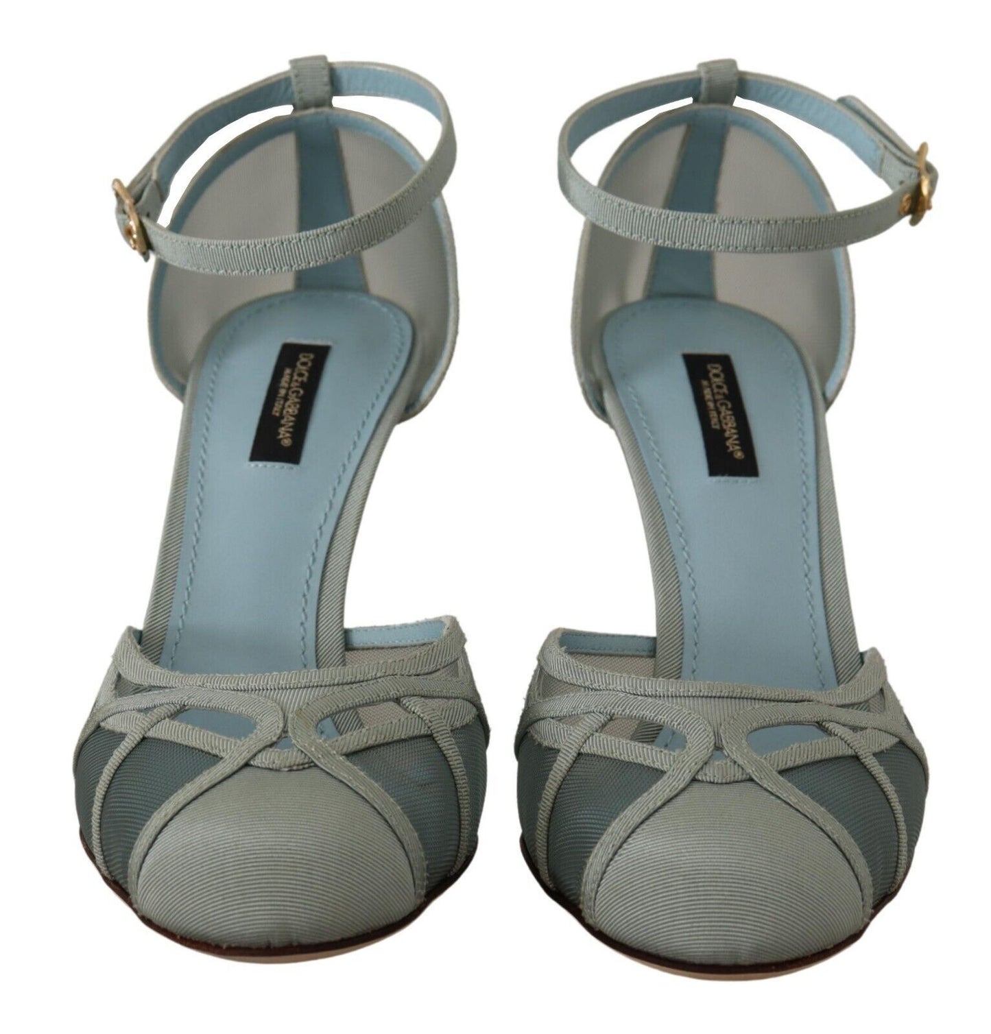 Dolce &amp; Gabbana Elegant Blue Mesh Ankle Strap Sandals