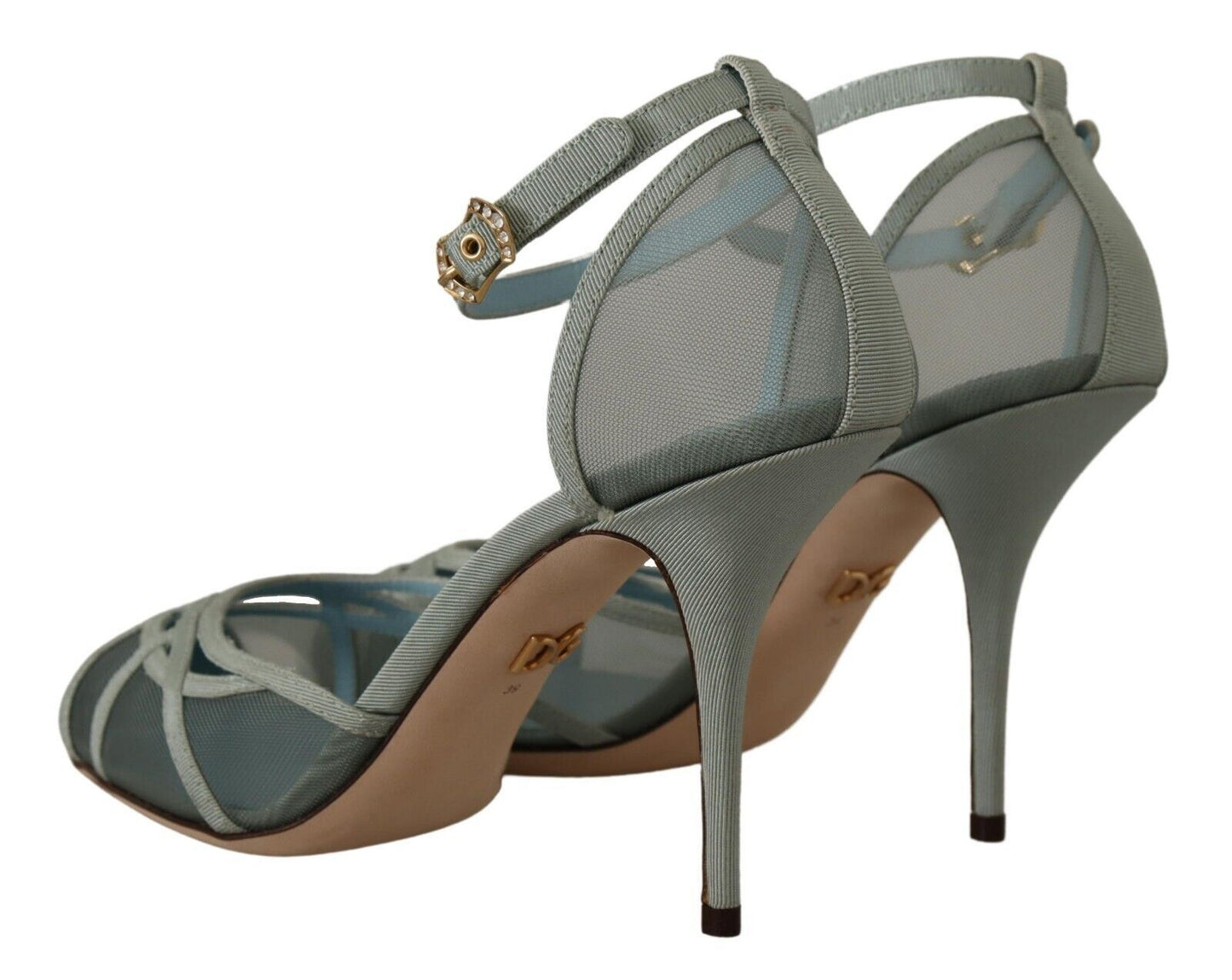 Dolce &amp; Gabbana Elegant Blue Mesh Ankle Strap Sandals