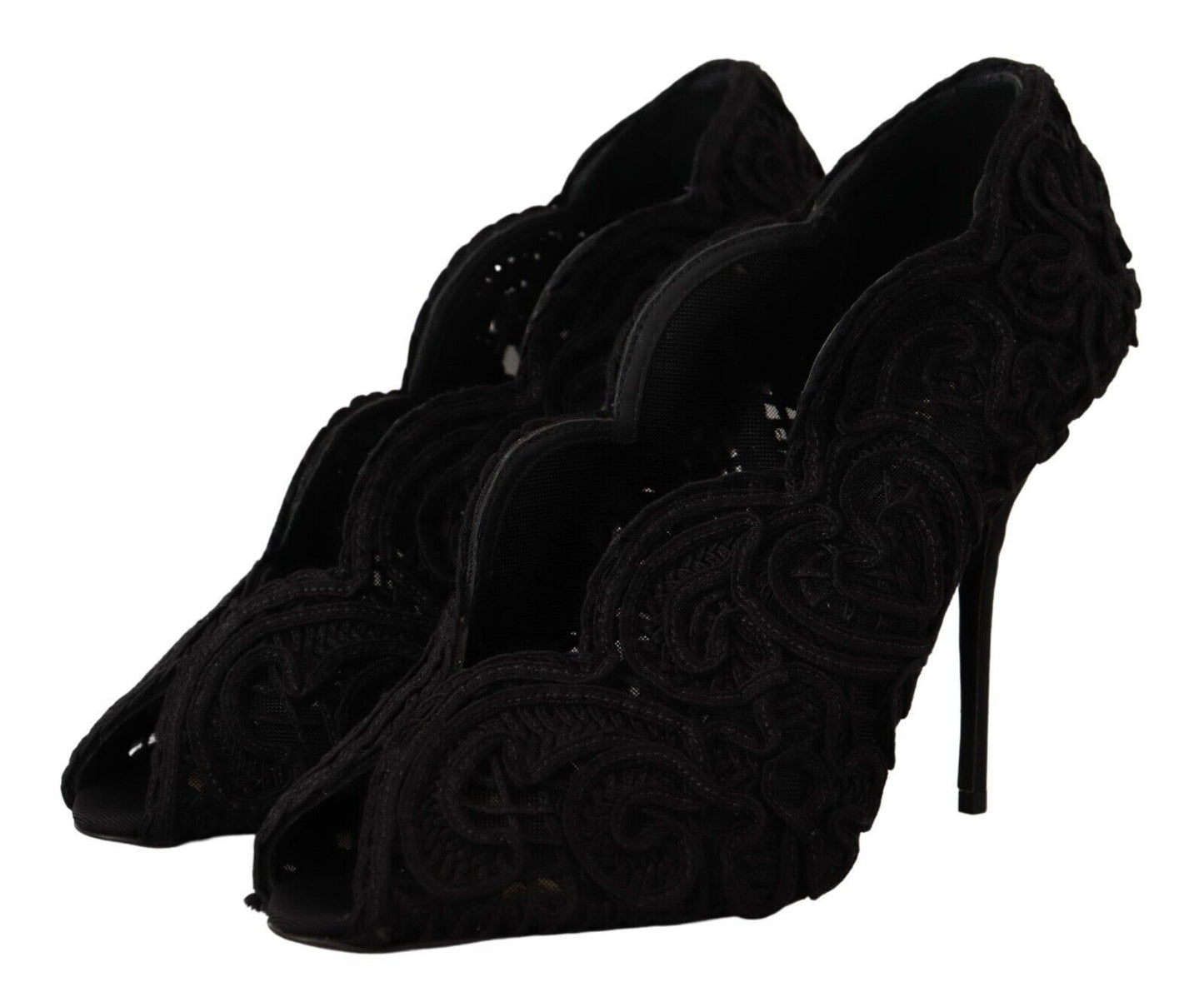 Dolce &amp; Gabbana Elegant Black Lace Stiletto Heels