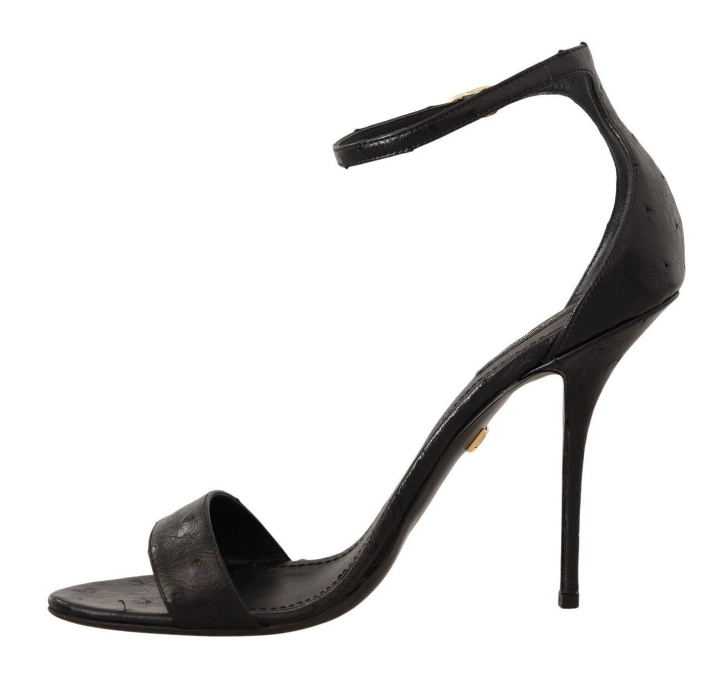 Dolce &amp; Gabbana Elegant Ostrich Leather Ankle Strap Heels