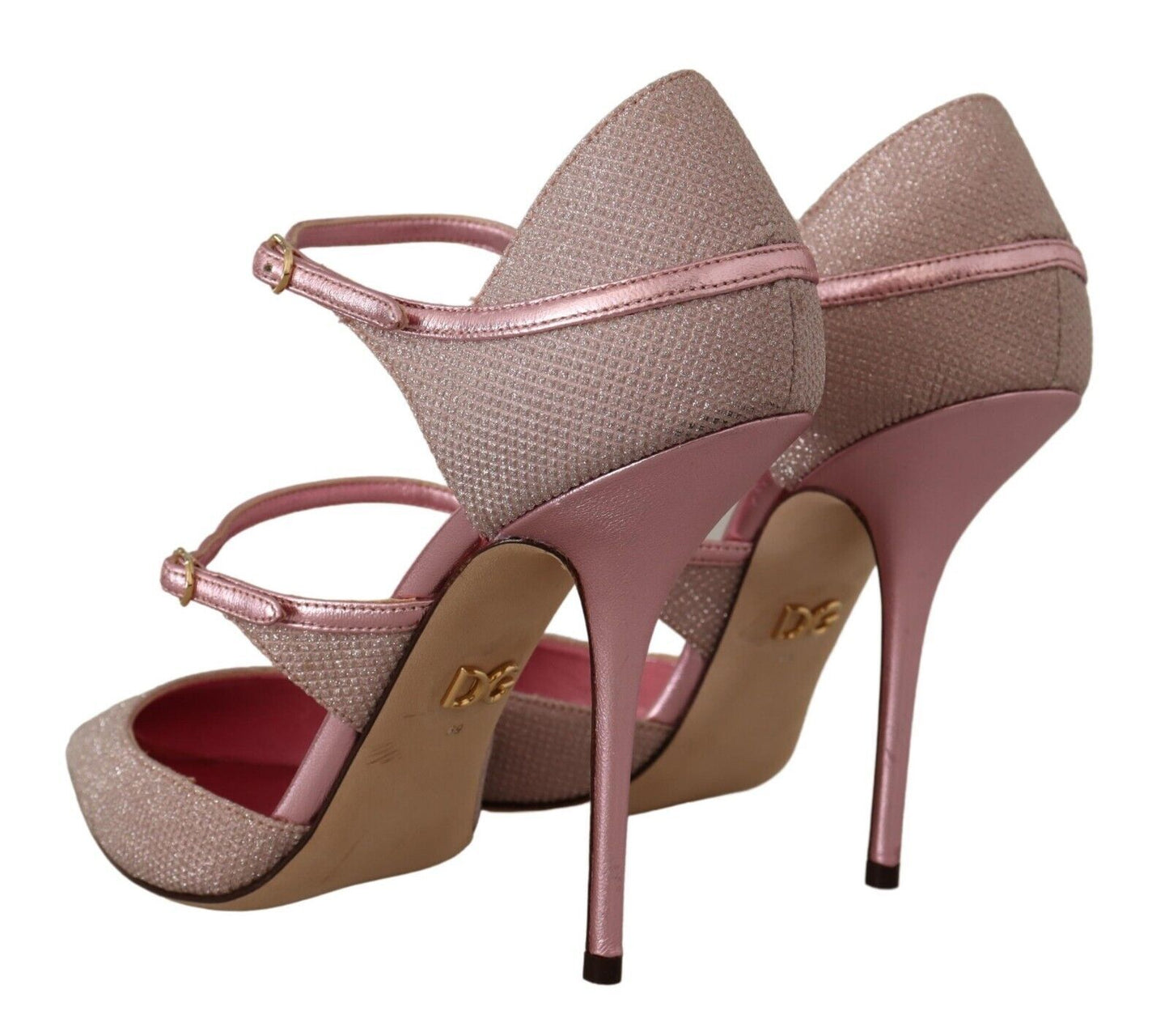 Dolce &amp; Gabbana pink glitter high heel sandals