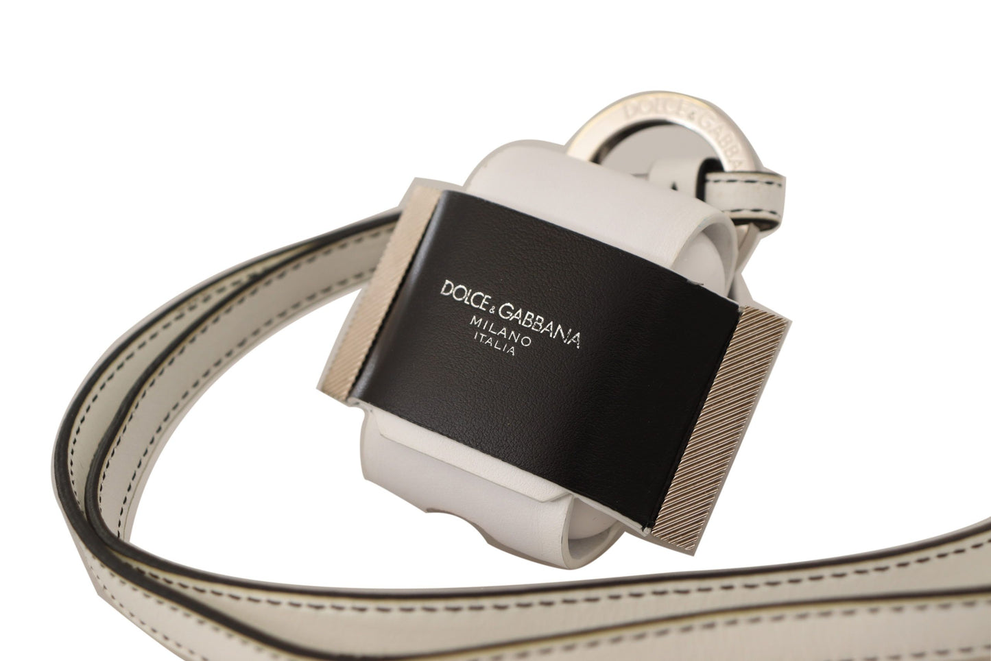 Dolce & Gabbana Schicke Leder-Airpods-Hülle in Monochrom