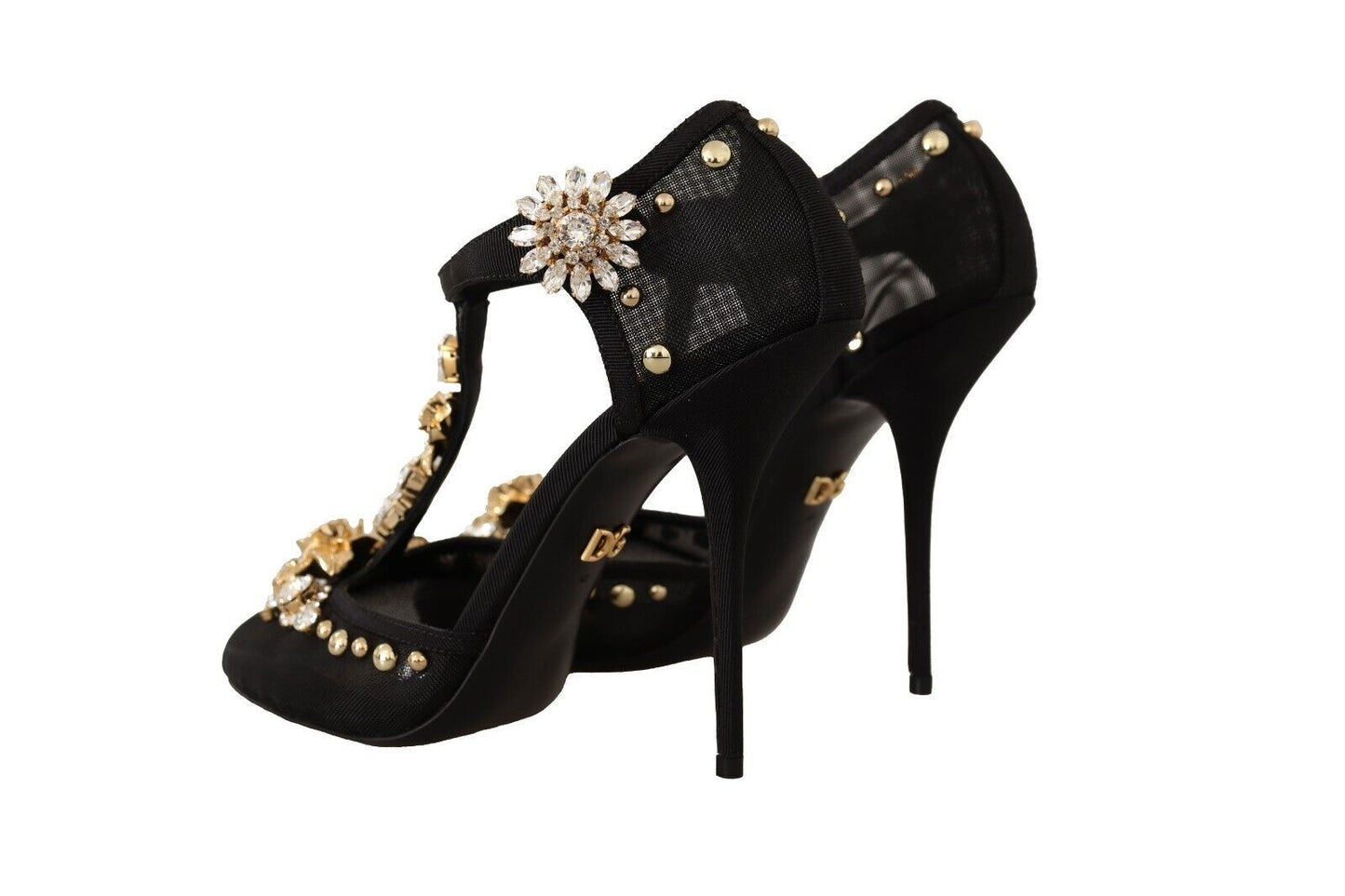 Dolce &amp; Gabbana Elegant T-strap pumps in crystal-embellished mesh