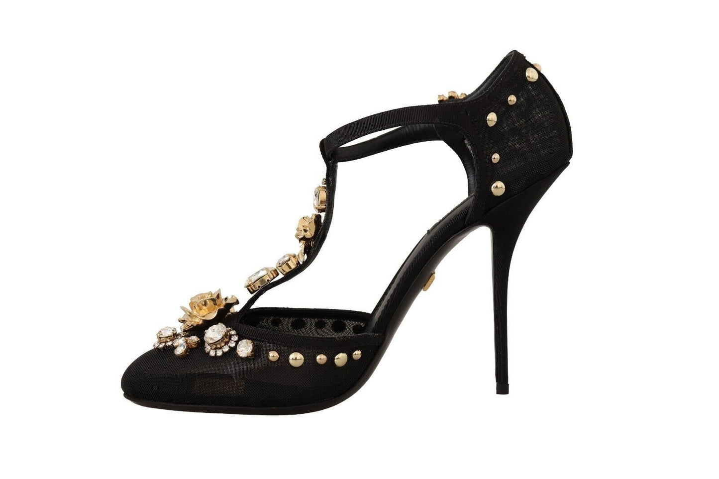 Dolce &amp; Gabbana Elegant T-strap pumps in crystal-embellished mesh