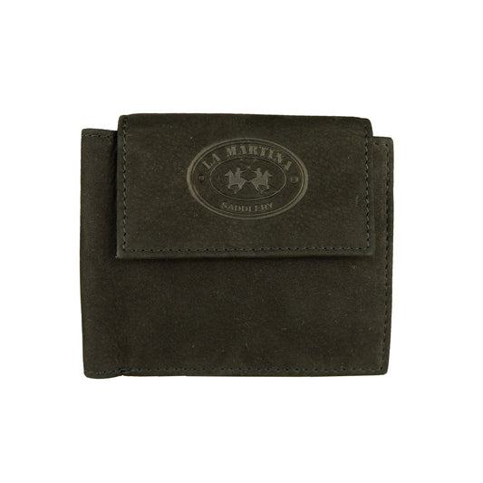 La Martina Elegant wallet made of black leather with logo detail