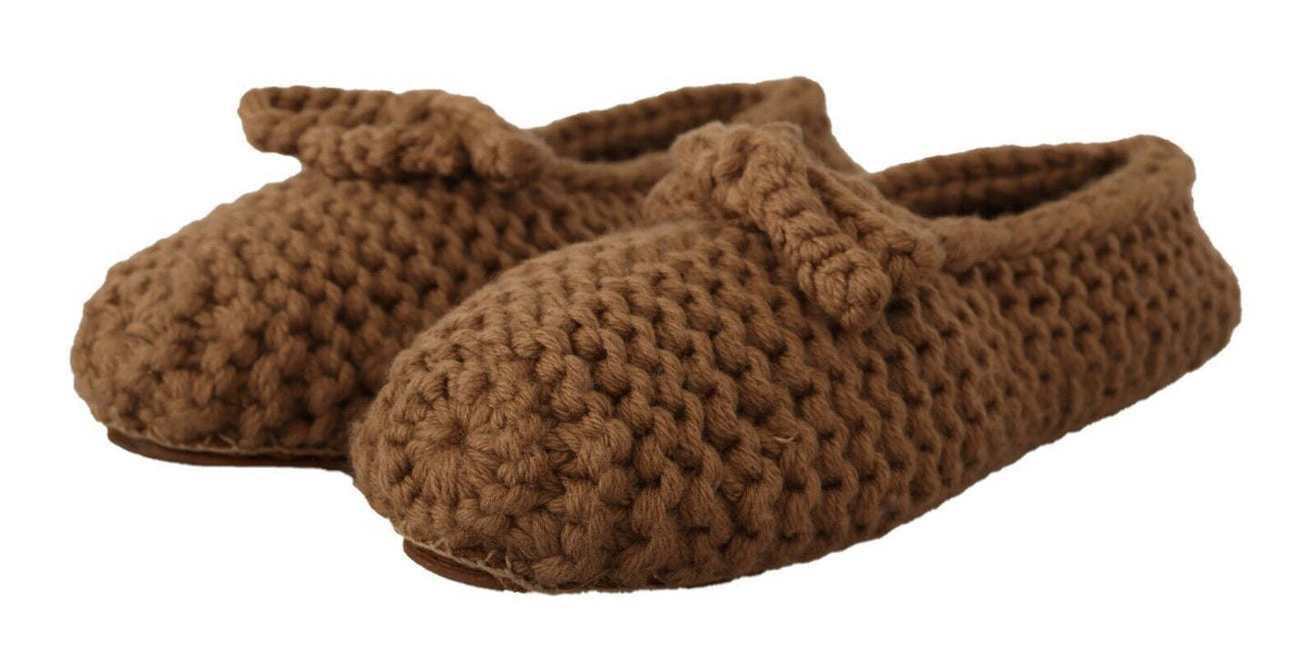 Dolce &amp; Gabbana Elegant ballerina flats made of wool knit in brown