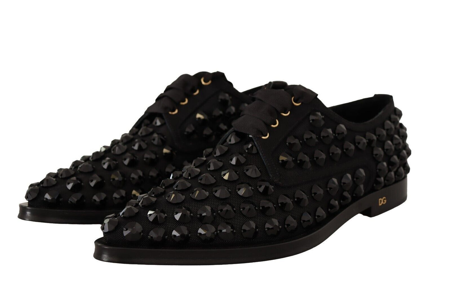 Dolce & Gabbana Elegante Gros Grain Lace-Up Jeweled Flats