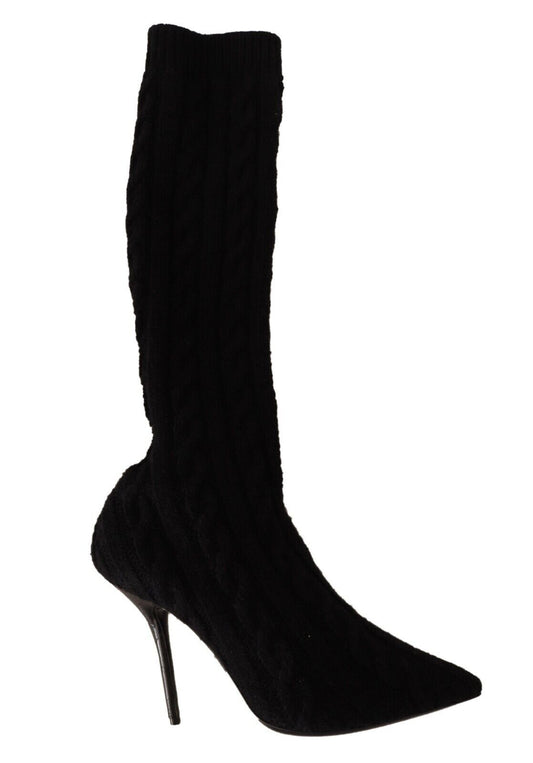 Dolce &amp; Gabbana Elegant Stretch Sock Boots in Black