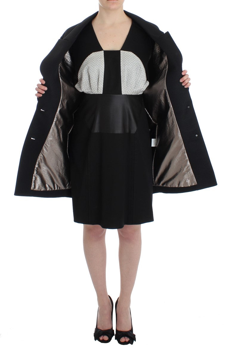 KAALE SUKTAE Elegant draped long coat in black with red accents