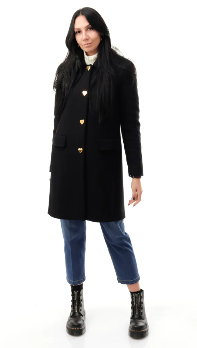 Love Moschino Black Wool Coat for Women