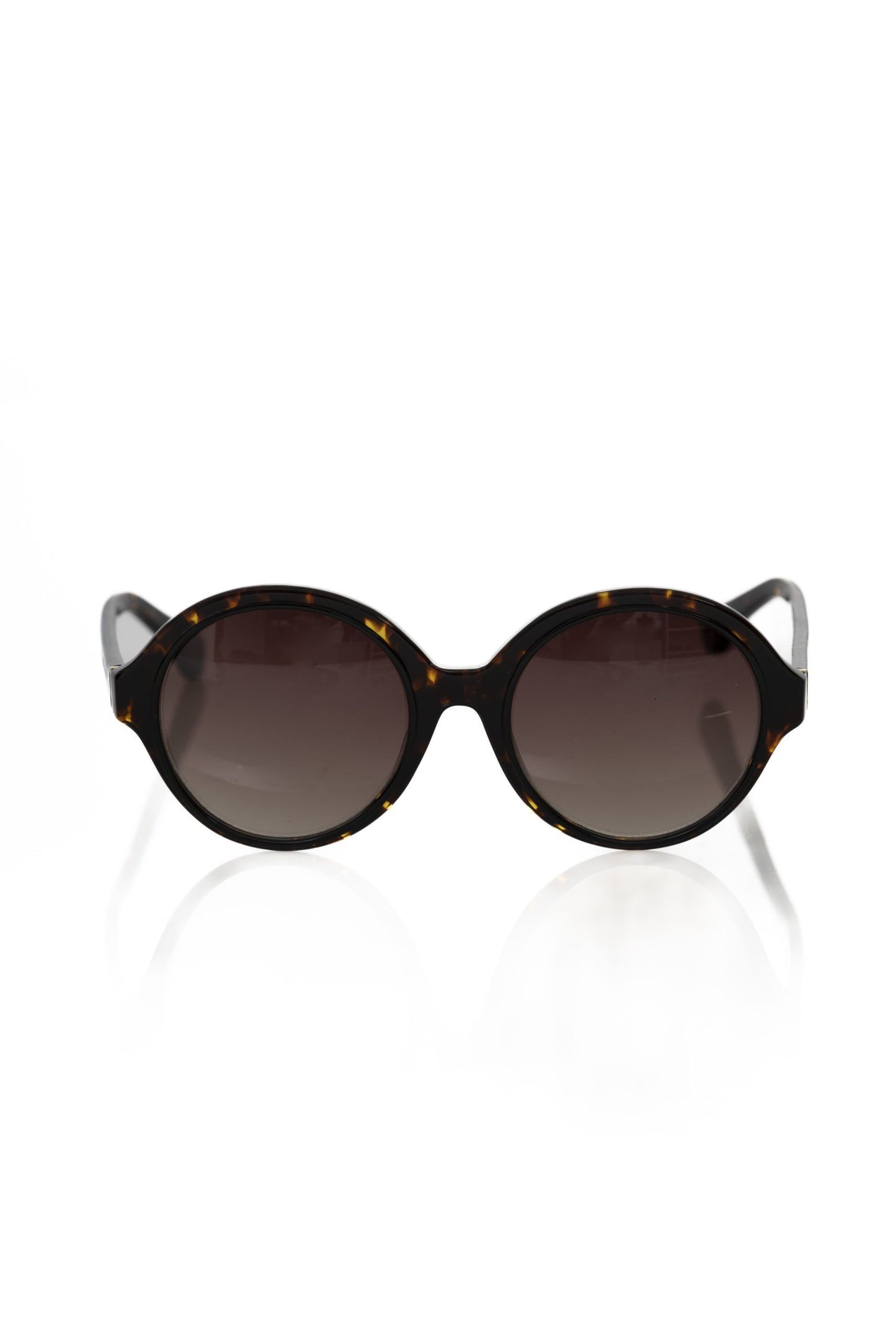 Frankie Morello Chic black round sunglasses with tortoise pattern