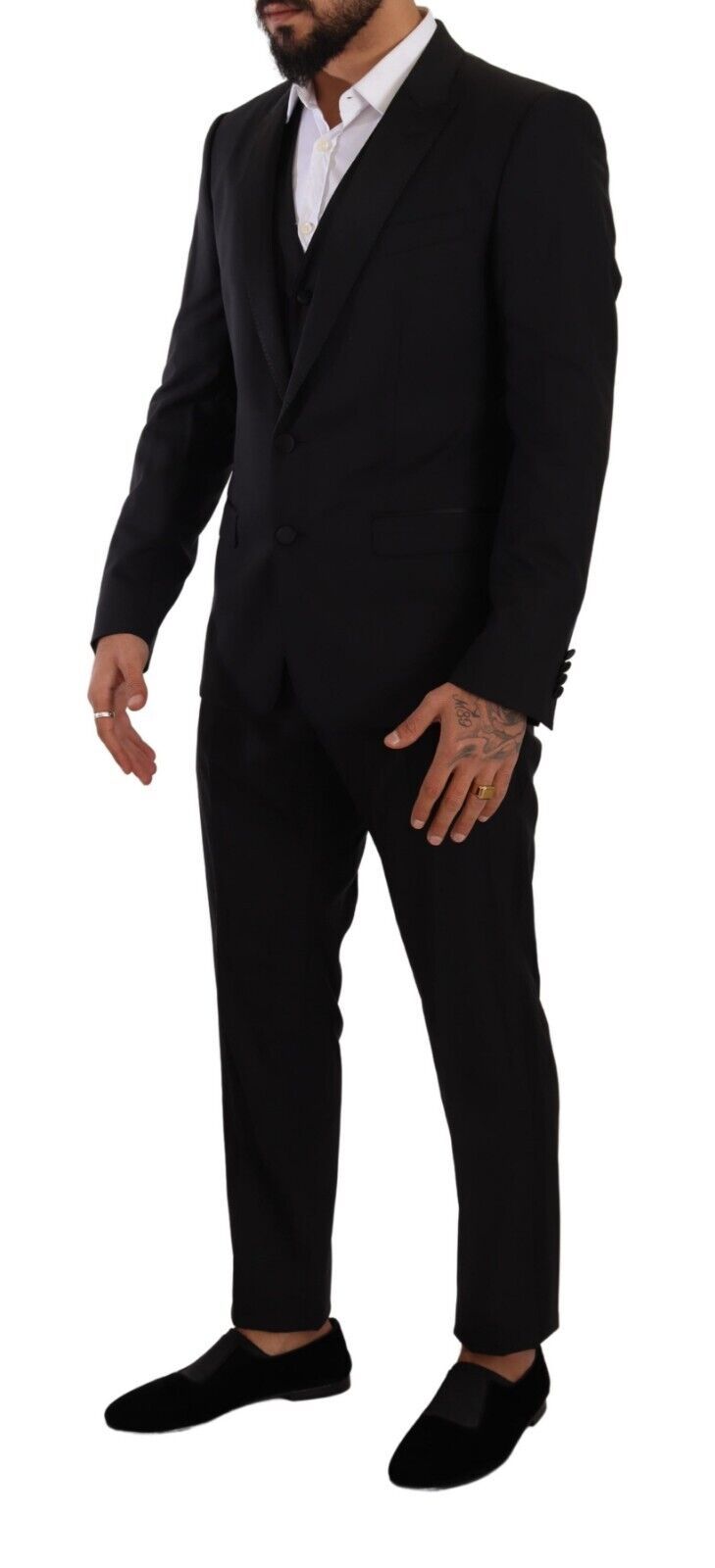 Dolce &amp; Gabbana Elegant Black Three Piece Martini Fit Suit