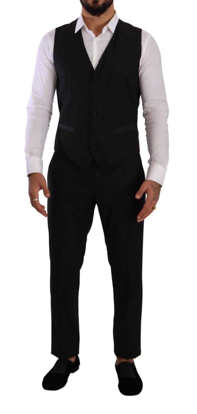 Dolce &amp; Gabbana Elegant Black Three Piece Martini Fit Suit